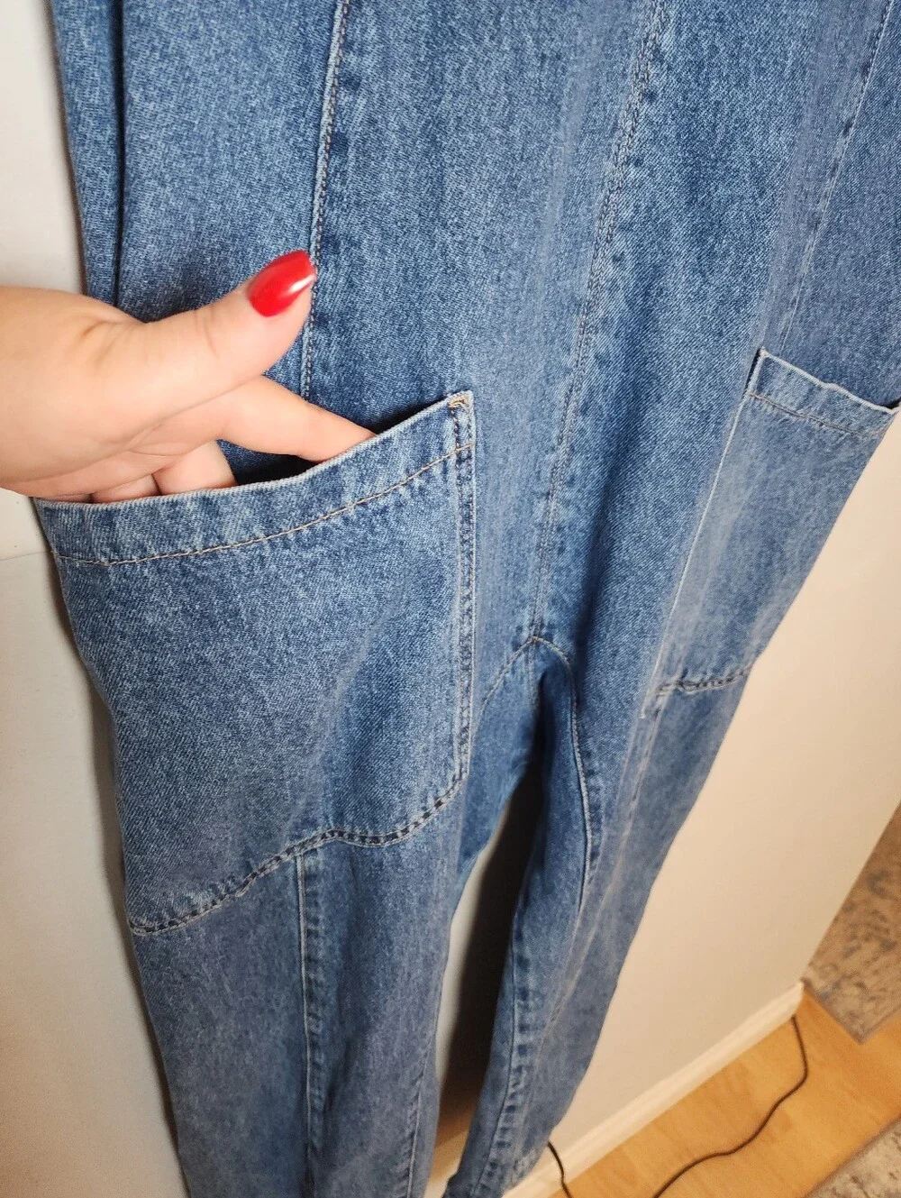 Free People / We The Free High Roller Jumpsuit Denim Jumper Size Medium